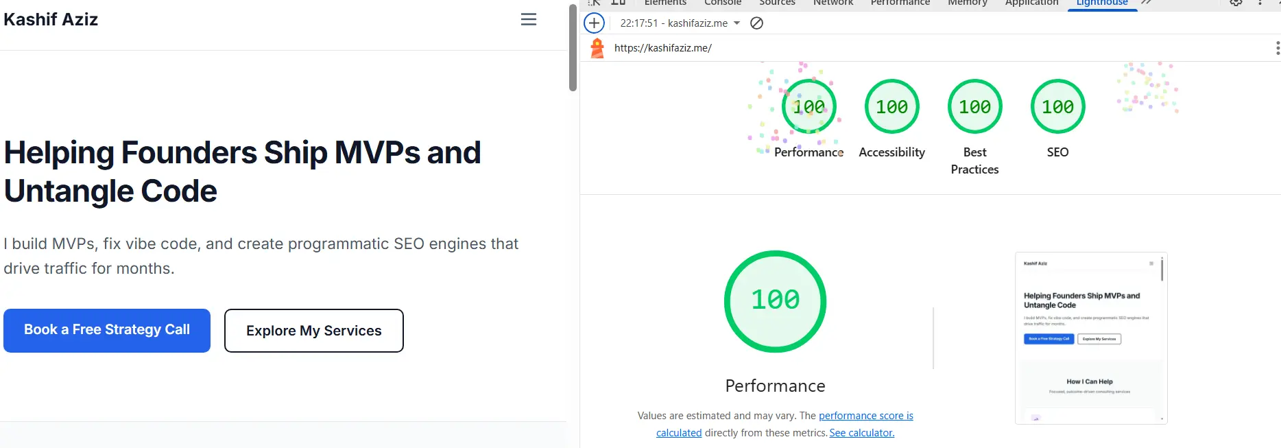 WordPress to Astro migration achieving 100 Lighthouse score